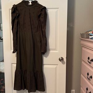 Tuckernuck Hyacinth House Regina Ruffle Midi Dress Eyelet Olive Prairie Cottage